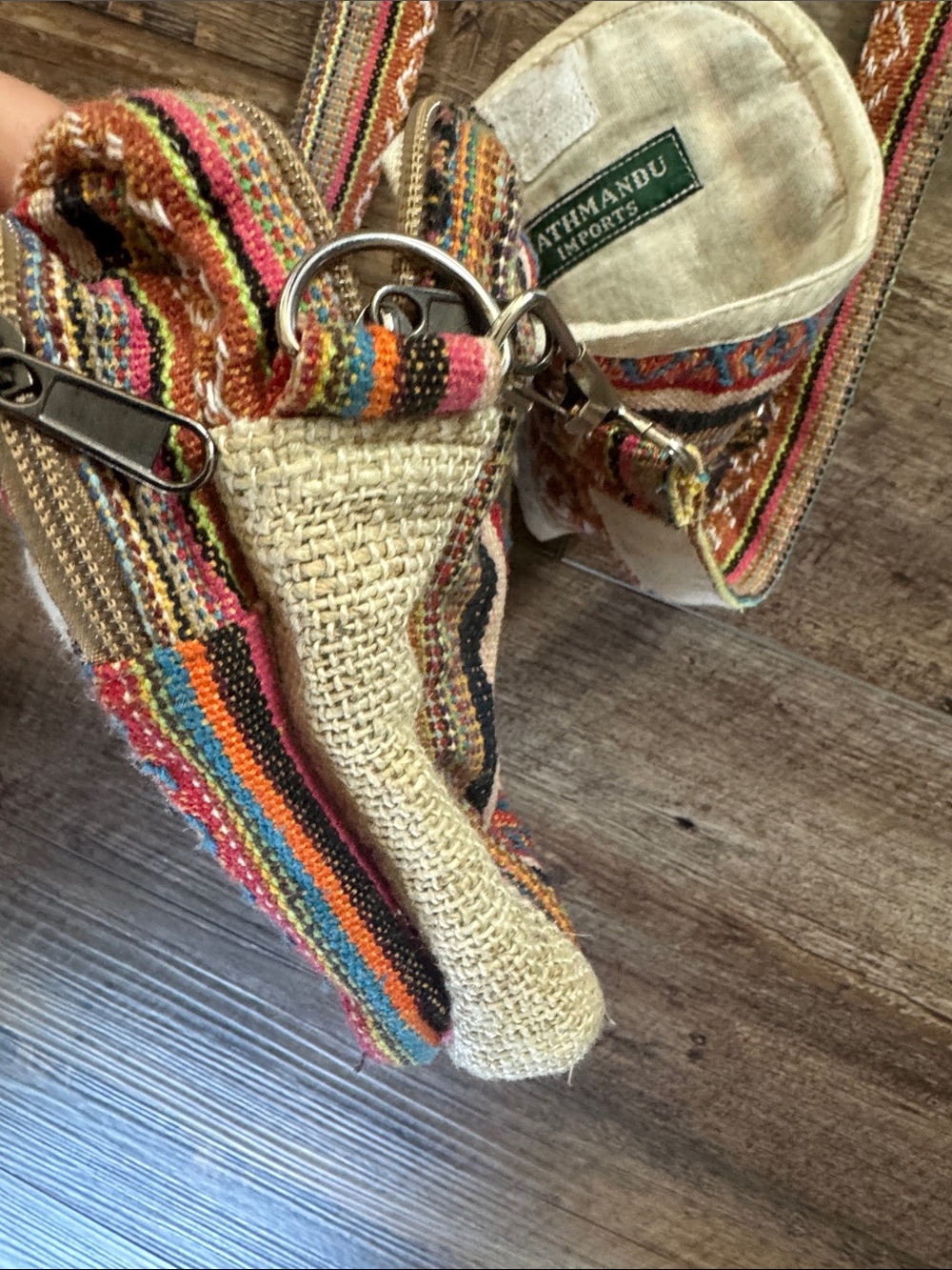 Kathmandu Multicolor Woven Crossbody Bag with Strap mushroom design - Picture 7 of 11